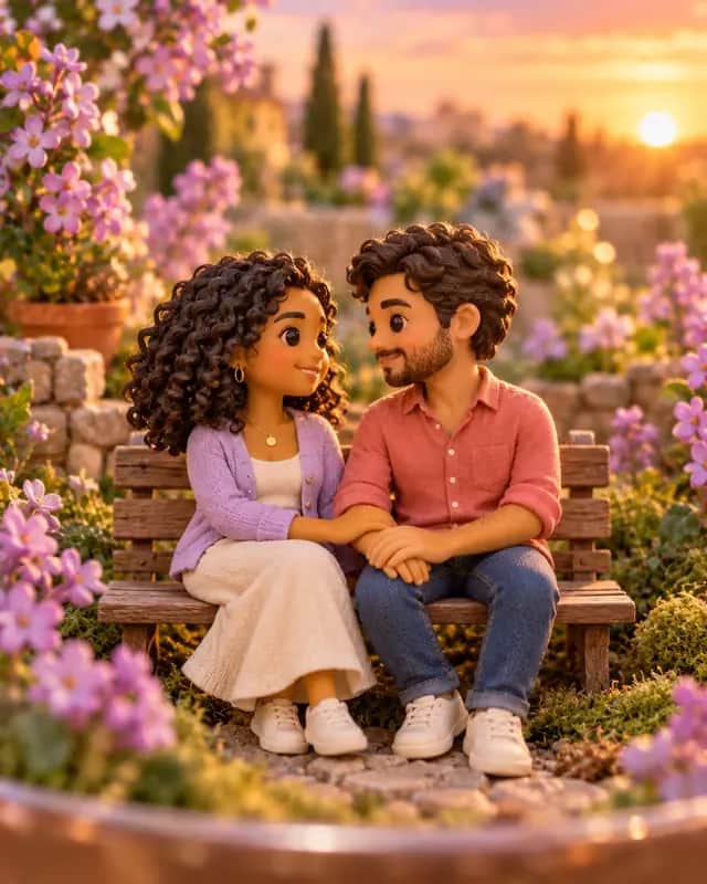 Casal como miniaturas 3D